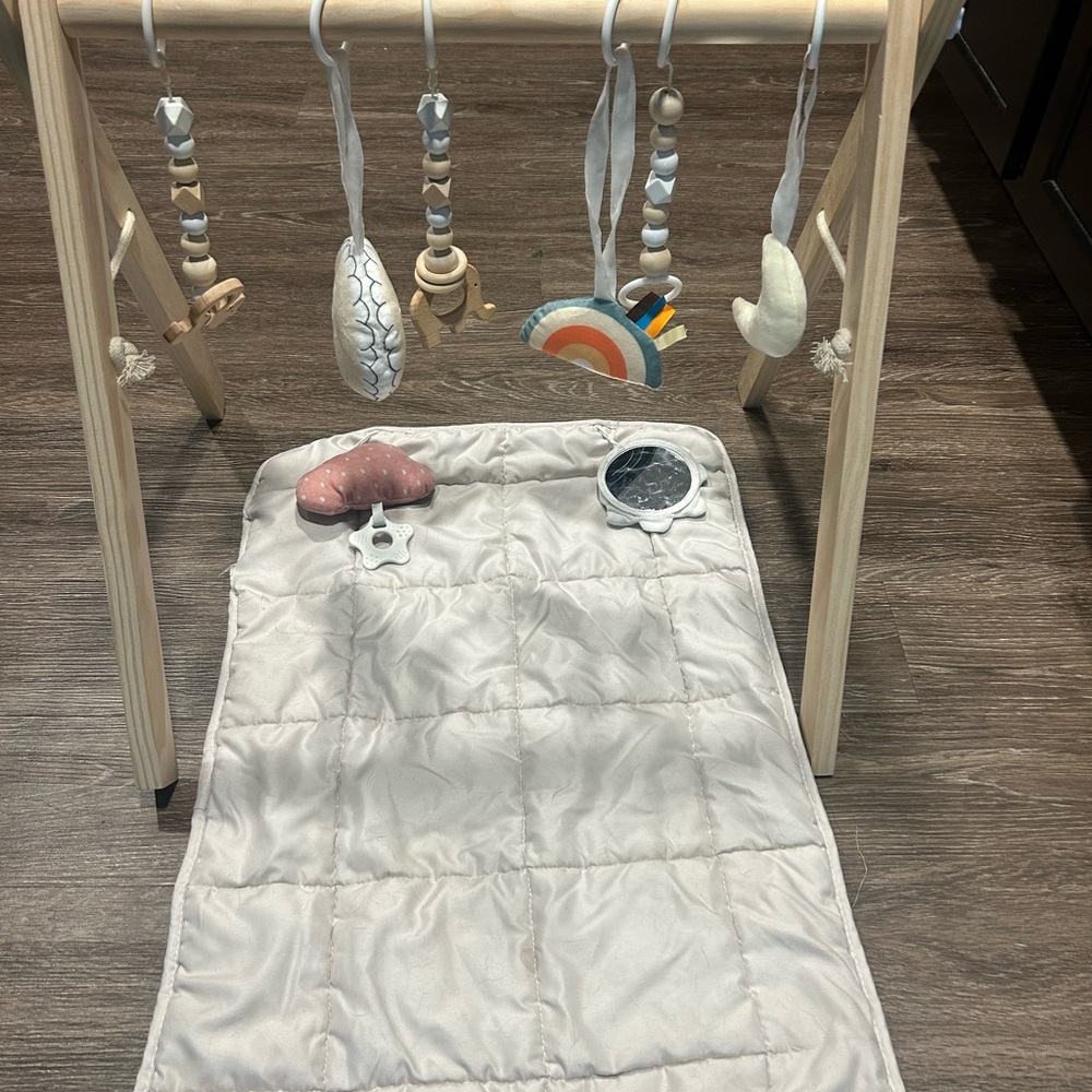 Wooden Baby Play Gym with Hanging Toys